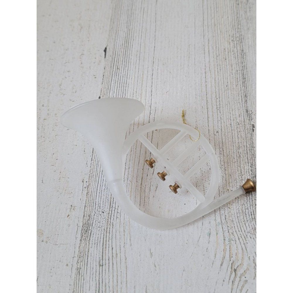 Clear frosted‎ horn Trumpet ornament Xmas decor